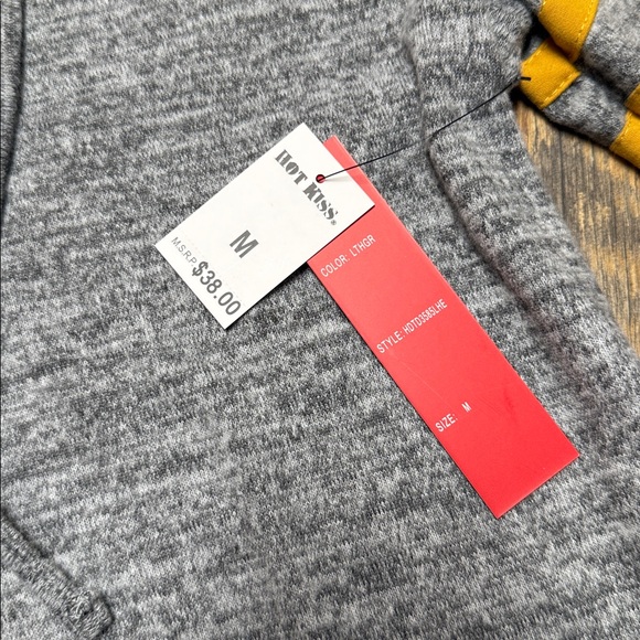 Hot Kiss Gray Hoodie with Mustard Accents - Picture 2 of 3